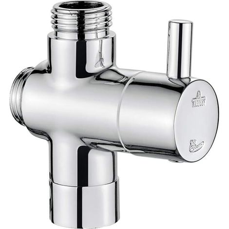 Einweg-Absperrventil, verchromtes Messing, universaler G1/2"-Duschschalteranschluss und 2 G1/2"-Buchsen für Duschkopf - Crezuo (1/4)