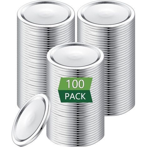 Lot de 100 couvercles de bocaux Mason en métal – Large ouverture 8,6 cm – Étanchéité hermétique pour conservation – Compatible avec bocaux ordinaires – (1/5)