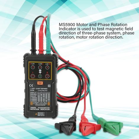 Testeur de rotation de moteur triphasé portable PEAKMETER PM5900 indicateur de séquence de phases (1/5)