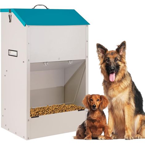 Galvanized Gravity Feeder for Large Dogs Large Breed Dog Food Dispenser 50 lbs Outdoor Pet Feeder (1/5)