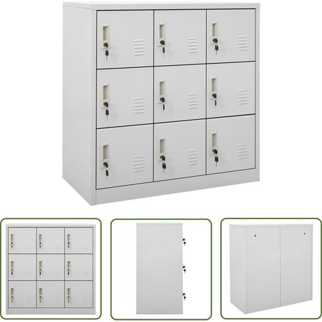 The Living Store Armoire à casiers Gris clair 90x45x92,5 cm Acier - Armoire Métallique - Rangement Scolaire - Mobilier De Bureau - Casier Verrouillé - Organisation Maison (1/5)