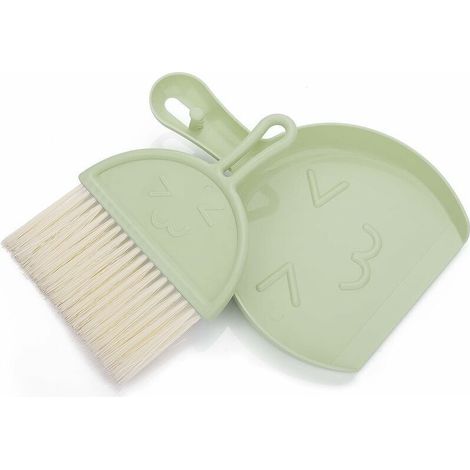 Ensemble mini pelle et balayette, petit balai et pelle à poussière, ensemble de brosse portable pour dessus de table, outils de nettoyage avec poils doux, pelle à poussière pour bureau (vert) (1/4)