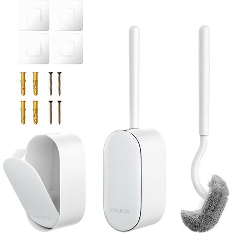 Lot de 2 brosses pour Cuvette de Toilette et Support avec Design Ergonomique, Taille compacte, Poils durables, Fentes d'aération pour Salle de Bain (1/5)