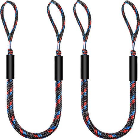 Lot de 2 cordes d'amarrage élastiques en caoutchouc pour yacht et bateau à moteur, ligne d'accostage extensible pour jet-ski, absorption des chocs (1/4)