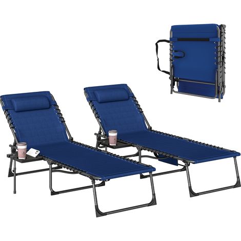 Sun Loungers, Reclining Set of 2, 190 x 60 x 31 cm, Dark Blue (1/5)
