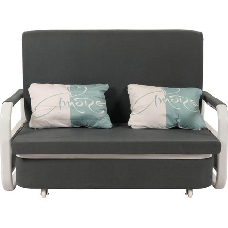 [NEUWERTIG] Schlafsofa HHG-525, Schlafcouch Couch Sofa, Schlaffunktion Bettkasten Liegefläche, 130x185cm Stoff/Textil dunkelgrau