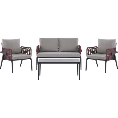 Set da esterno 4 posti in metallo grigio Sciacca