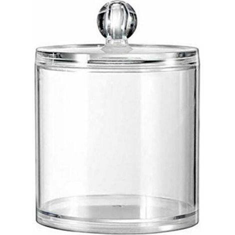 Boîte De Rangement En Acrylique - Transparente Avec Couvercle Clair - Pour Coton-Tiges, Bijoux Et Petits Cosmétiques - 1 Pièce (1/5)