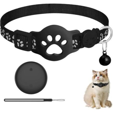 Collier de Suivi GPS en Temps réel pour Chat, Collier pour Chat Anti-étranglement, Compatible avec Les appareils Apple et Android (Noir)