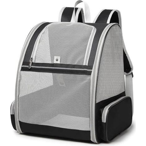 Zaino per cani e gatti, adatto a viaggi fino a 10 kg, trasportino traspirante con supporto, borsa da trekking/passeggiata (1/4)