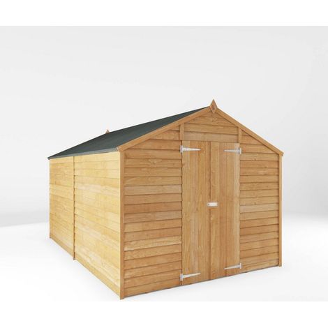 12 x 8 Feet Overlap Apex Windowless Shed - Timber - L357 x W248.4 x H211.8 cm - Brown