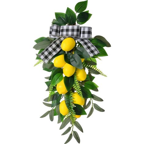 Guirlande Murale - Couronne Décorative en Tissu et Rotin - Pour Porte d'Entrée ou Mur Intérieur - Printemps Été - 1 Pièce (1/5)