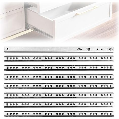 Rails de tiroir 310 Mm X 17 millimètres (8 pièces) avec roulement à billes en acier laminé à froid avec kit de vis argent (1/5)