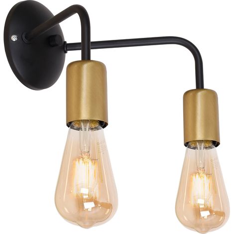 Applique murale double indus noir/or Brenda E27 Luminex