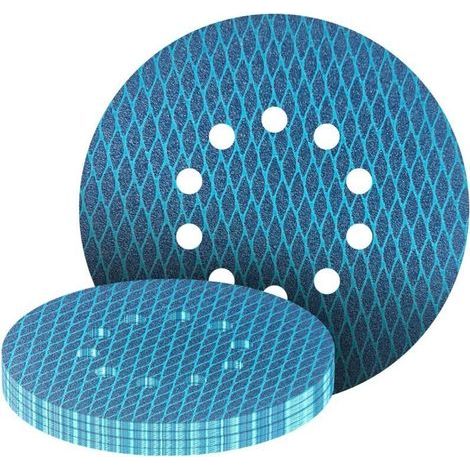 Packung mit 15 exzentrischen Schleifscheiben, 225 mm – 10 Löcher – Körnung 60 – Diamantform – Verstopfungsfrei – Für Giraffe-Schleifmaschinen (1/4)