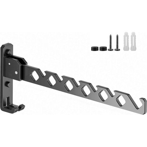 Étendoir Mural Pliable 180° - Support de Séchage, Porte-Vêtements Mural pour Balcon et Salle de Bains (Noir)