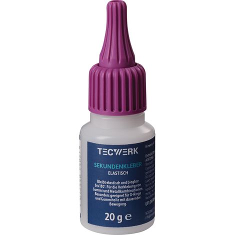 Pegamento  instantáneo  elástico  20g  incoloro  botella  TECWERK (1/2)