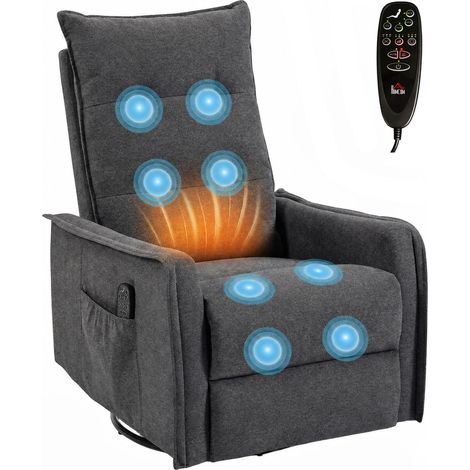 HOMCOM Massage Recliner Armchair, Swivel Rocking Recliner Chair, Dark Grey (1/5)
