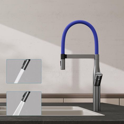 doporro Miscelatore Cucina Flessibile Girevole a 360° in Acciaio Inox 304, Finitura Grigio, Altezza 57 cm, Cartuccia Ceramica, 2 Tipi di Getto, Aeratore Rimovibile, Turnix-01 (1/5)