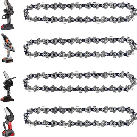 Accessori di ricambio per catena per mini motosega da 6 pollici, 4 pezzi per mini motosega elettrica portatile senza fili per cesoie da potatura e taglio del legno (37 maglie di trasmissione)