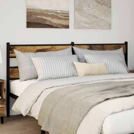 vidaXL Tête de lit de remplacement chêne fumé 180 cm fer et bois d'ingénierie (1/5)