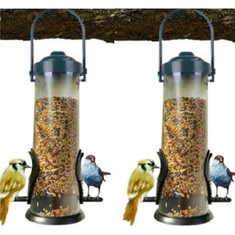 2 Pack Mangeoire Oiseaux Exterieur, Tube Mangeoire Oiseaux avec Un Support De Repos, Graine Tournesol Oiseaux Suspension, pour Attirer Toutes Sortes De Distributeur Graines Oiseaux Exterieur (A) (1/5)