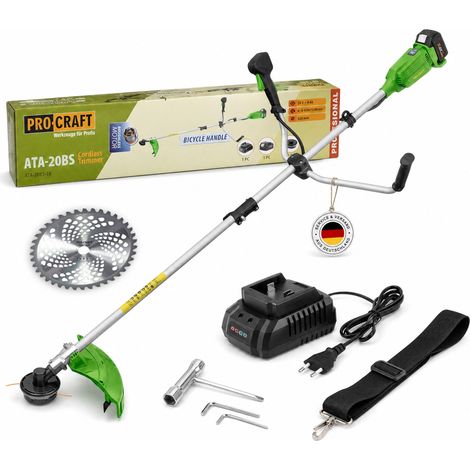 Procraft ATA-20BS Débroussailleuse sans fil 20 V 420 mm Brushless + 1x batterie 4,0 Ah + chargeur