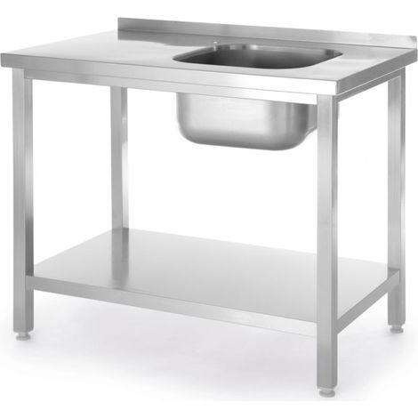 Table d'évier avec étagère, vissée - 600x800xH875 mm - Ref 816998 - Hendi