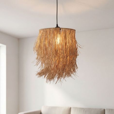 Hängeleuchte Metall E27 30 cm breit H: max. 160 cm Schwarz Natur Modern