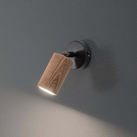 [GEBRAUCHT] B-Ware Wandleuchte Nise Wandlampe schwarz Holz Leuchte Lampe Stahl Wohnzimmer GU10 LED (1/2)
