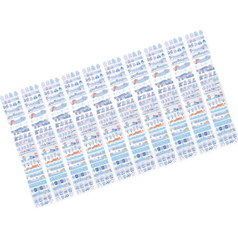 Lot de 10 rubans adhésifs PET longs, stickers mignons de dessin animé, petites décos pour calendrier, modèle 8 (1/5)