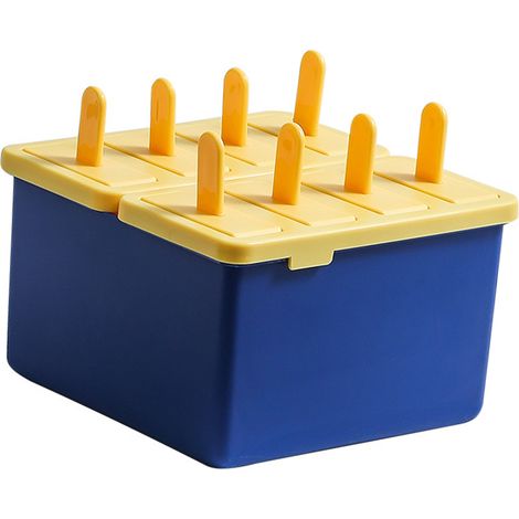 Eisform mit 8 Fächern und Deckel – sicher, zuverlässig, einfach selbst zu machen, zum Auftauen, für Küche und Restaurant, gelb-blau (1/5)