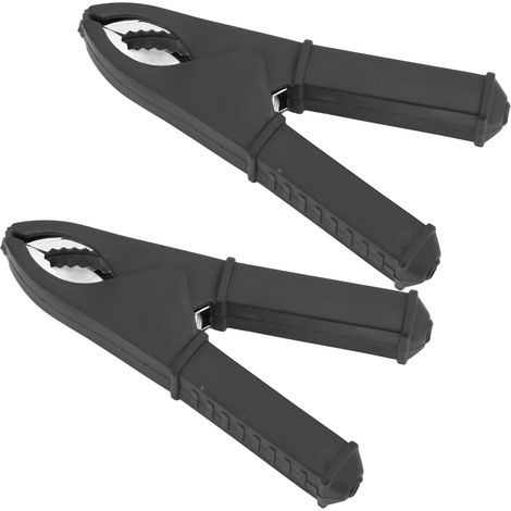 2 Pinces Crocodile 100mm Cuivre Massif, Pinces Isolées pour Test Batterie Électrique, Pinces Ressort Noires (1/5)