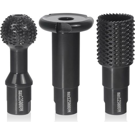 Set de 3 Fraise à Bois - Disques Meuleuse Sculpture Bois, Burrs Rotatifs, Gouge et Ciseaux à Bois pour Meuleuses 115/125 - Outils de Coupe,Menuiserie Outillage (1/5)