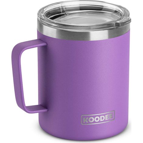 Tasse à café, 350ml Tasses à café en Acier Inoxydable avec Couvercle, Gobelet isotherme à double paroi avec poignée, Tasse de Voyage en Acier Inoxydable pour les boissons chaudes, froides (1/5)