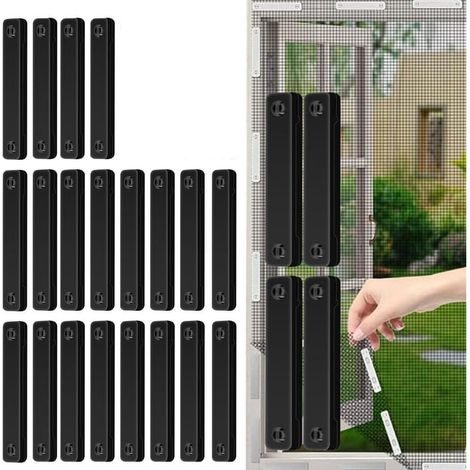 Fensterbefestigungsschlaufen, 24 Mückenschutz-Fenstermagnete, selbstklebende Fenstermagnete, Mückenschutzaufkleber (schwarz) (1/5)