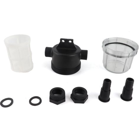 Filtre à eau en ligne transparent Maille 40 Haute débit Protection pompe Plastique durable Avec raccords filetés et joints (1/5)