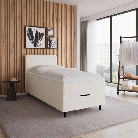 Mömax Boxbett Vida Elfenbein ca. 90x200 cm mit Topper (1/5)
