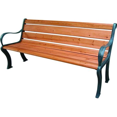 Panchina Pesante Ghisa Bronzata Legno Con Braccioli Color Teak - cm.157x60x77h. - peso kg.24