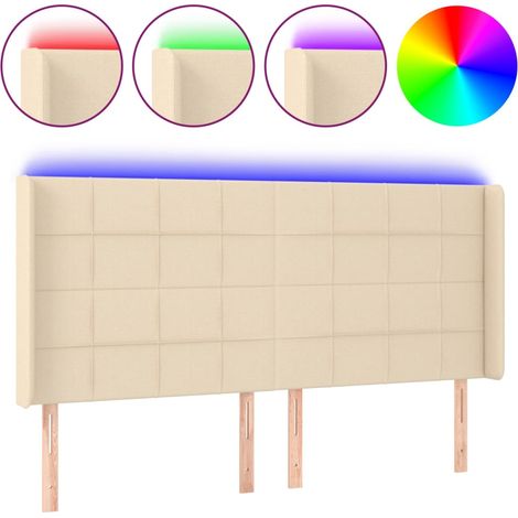 Maison Exclusive - Testiera a LED Crema 183x16x118/128 cm in Tessuto (1/5)