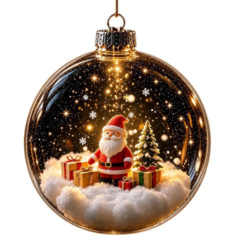 Boule à neige lumineuse en acrylique transparent, décor de Noël, château de glace 3D à suspendre au sapin, décoration de fêtes (1/5)
