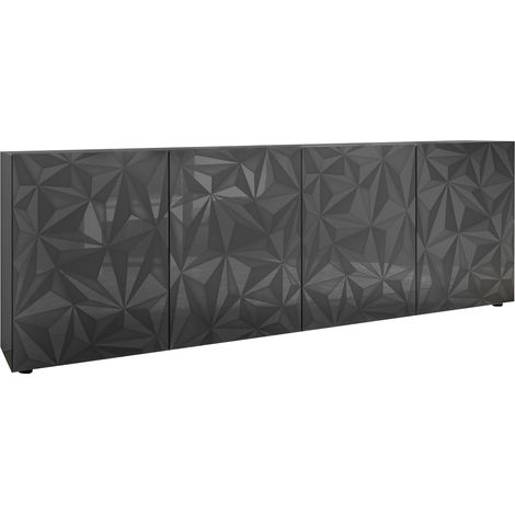 Mobile Buffet 4 Ante 241x42x84 cm in Legno TFT Praga Nero Lucido (1/5)