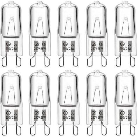 Ampoule Halogene G9 28W 230V, 370LM 2700K Blanc Chaud Dimmable, G9 Ampoules Capsule, pour Lustres, Lampes de Paysage, Appliques Murales, Éclairage d'armoire, Lot de 10-x (1/5)