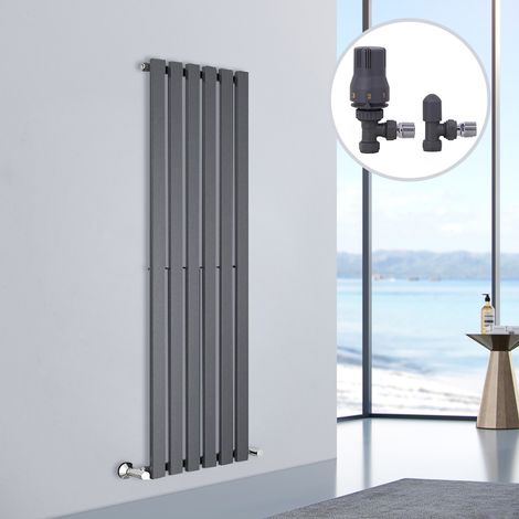 Designer Radiator D Shape Flat Panel Rad Central Heating Rads 1600x410mm Single Anthracite (1/5)