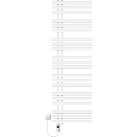 LuxeBath Elektrischer Badheizkörper Iron EM 500x1600 mm Weiß mit Heizstab 900W Thermostat Digitalanzeige, Handtuchheizkörper mit Heizpatrone, Elektro Handtuchwärmer Paneelheizkörper Designheizkörper (1/5)