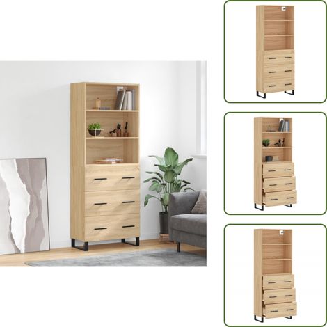 Meuble haut de gamme - vidaXL Buffet haut Chêne sonoma 69,5x34x180 cm Bois d'ingénierie - Buffet chêne sonoma (1/5)