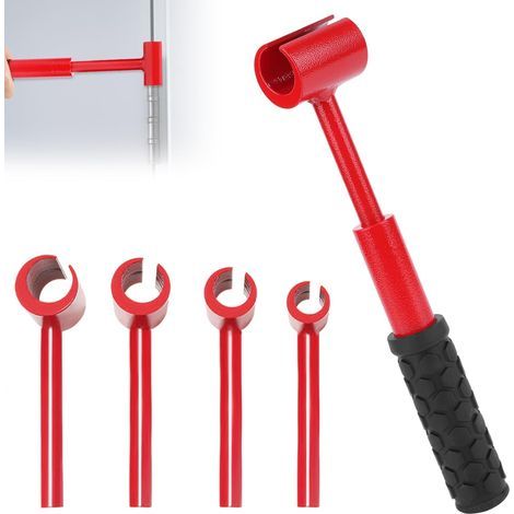 4-in-1 Door Hinge Adjustment Tool, Multi-Size Round Bolt Adjustment Wrench, Standard Gauge 1.3 to 2.5 cm, Stainless Steel Hinge Wrench with Rubber Handle (1/5)
