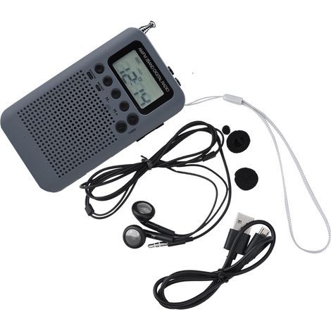 Radio numérique AM/FM stéréo 2 bandes 8UV, radio de poche grise avec décodage AM/FM et syntonisation numérique (1/5)