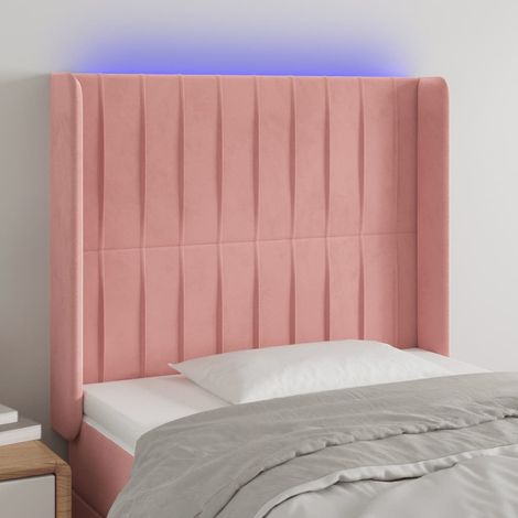 Tête de lit à LED Panneau de lit pour Lit adulte Décoration murale Rose 83x16x118/128 cm Velours FOGHJ75910 (1/5)