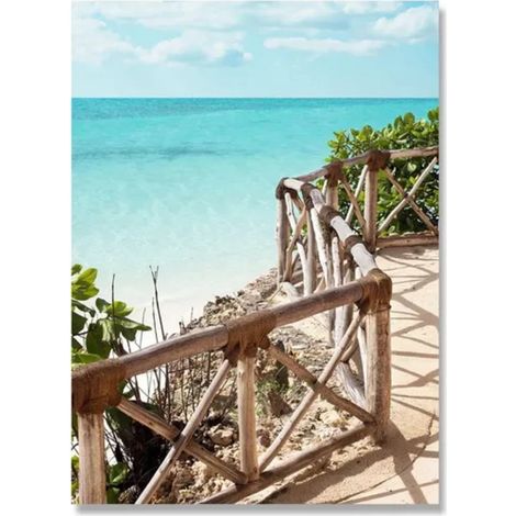Tableau Toile Décor Plage Phare Planche À Pagaie - Format Vertical Rectangle - Impression Couleurs Vives - Pour Salle De Séjour Chambre Décoration Intérieure - 1 Pièce (1/5)
